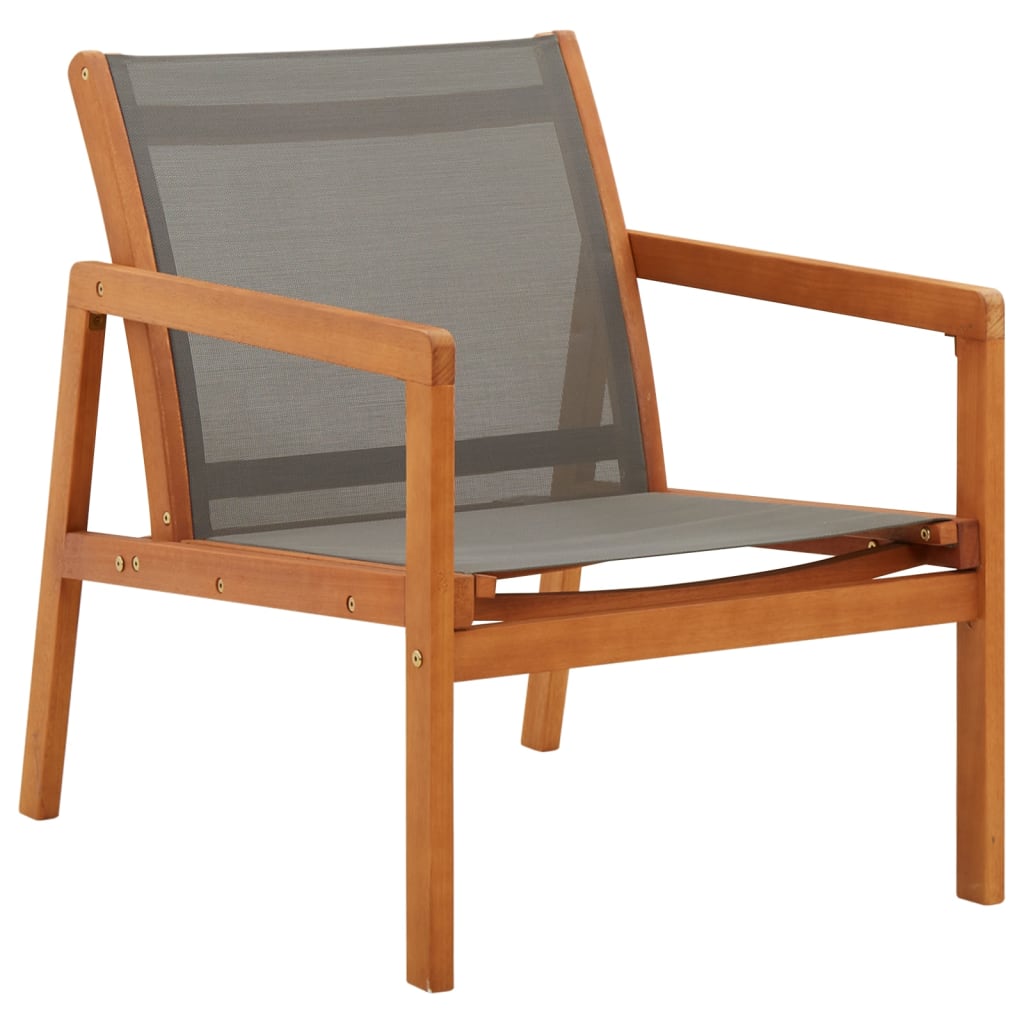 Photos - Garden Furniture VidaXL Patio Lounge Chair Gray Solid Wood Eucalyptus and Textilene 