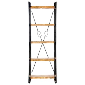 Knihovna s 5 policemi 60 x 30 x 180 cm masivní mangovník - obrázek 2