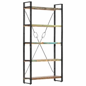 vidaXL 5 riiuliga raamaturiiul, 90 x 30 x 180 cm, taaskasutatud puit