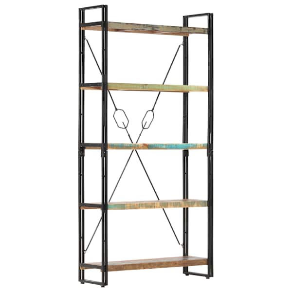 vidaXL 5 riiuliga raamaturiiul, 90 x 30 x 180 cm, taaskasutatud puit