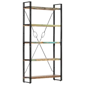Knihovna s 5 policemi 90x30x180 cm masivní recyklované dřevo - obrázek 1