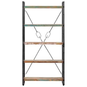 Knihovna s 5 policemi 90x30x180 cm masivní recyklované dřevo - obrázek 2
