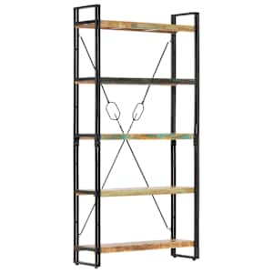 Knihovna s 5 policemi 90x30x180 cm masivní recyklované dřevo - obrázek 7