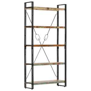 Knihovna s 5 policemi 90x30x180 cm masivní recyklované dřevo - obrázek 8
