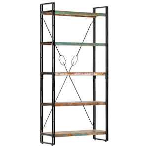 Knihovna s 5 policemi 90x30x180 cm masivní recyklované dřevo - obrázek 10