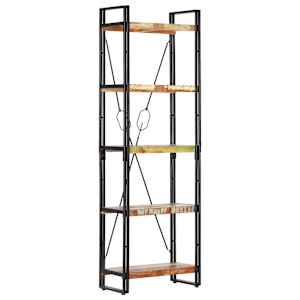 Knihovna s 5 policemi 60x30x180 cm masivní recyklované dřevo - obrázek 1