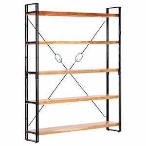 Knjižna omara 5-nadstropna 140x30x180 cm trden akacijev les