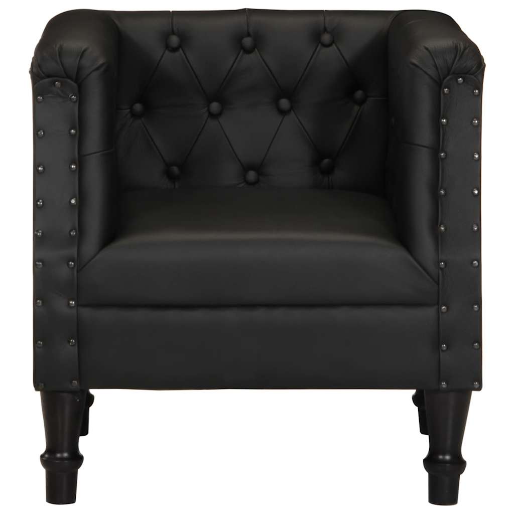 vidaXL Fauteuil echt leer zwart afbeelding