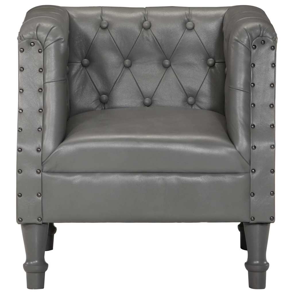 vidaXL Fauteuil echt leer grijs afbeelding