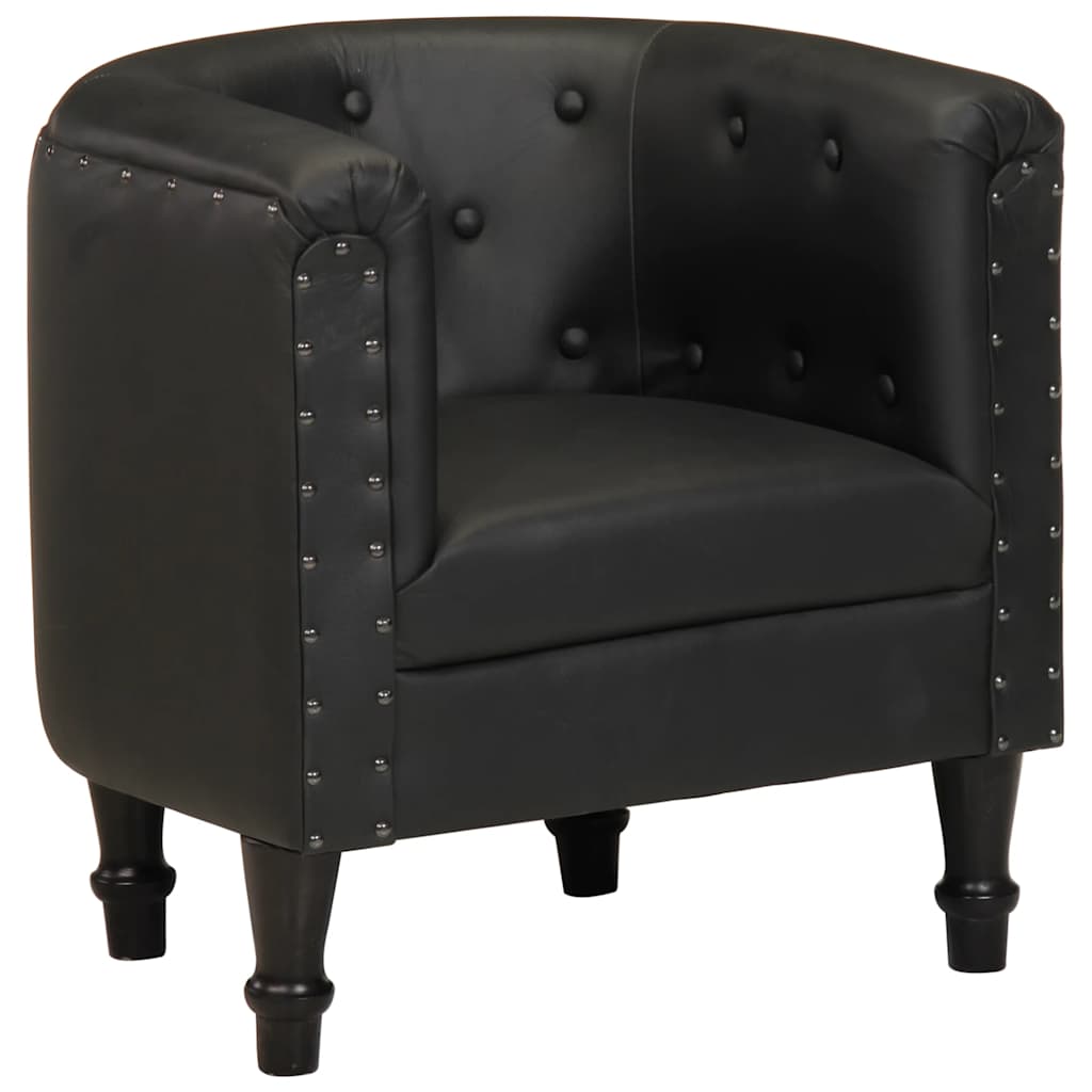 

vidaXL Tub Chair Black Real Leather