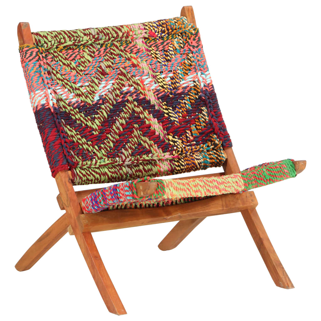Folding Chindi Chair Multicolours Fabric