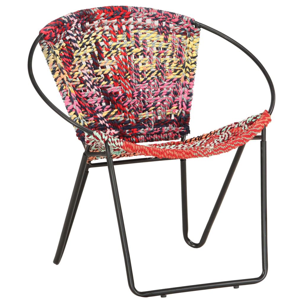 Image of vidaXL Circle Chair Multicolours Chindi Fabric