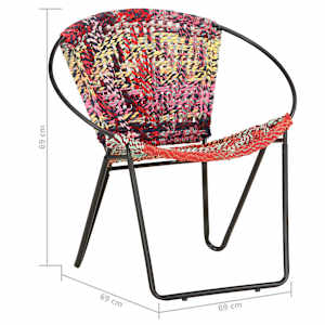 Kruhové křeslo vícebarevné chindi textil - obrázek 7