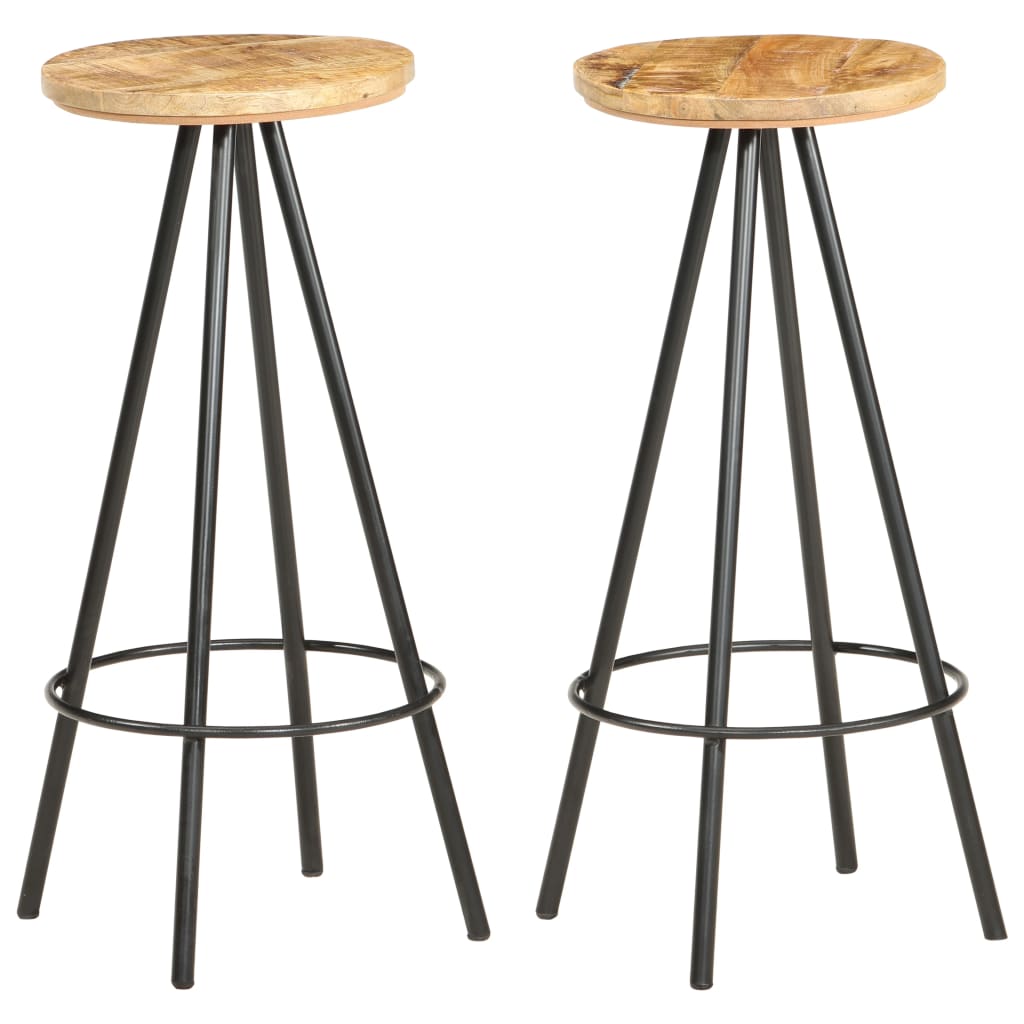 vidaXL Tabourets de bar 2 pcs Bois de manguier brut