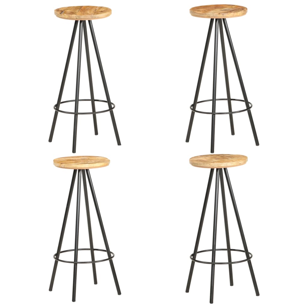 vidaXL Tabourets de bar 4 pcs Bois de manguier brut