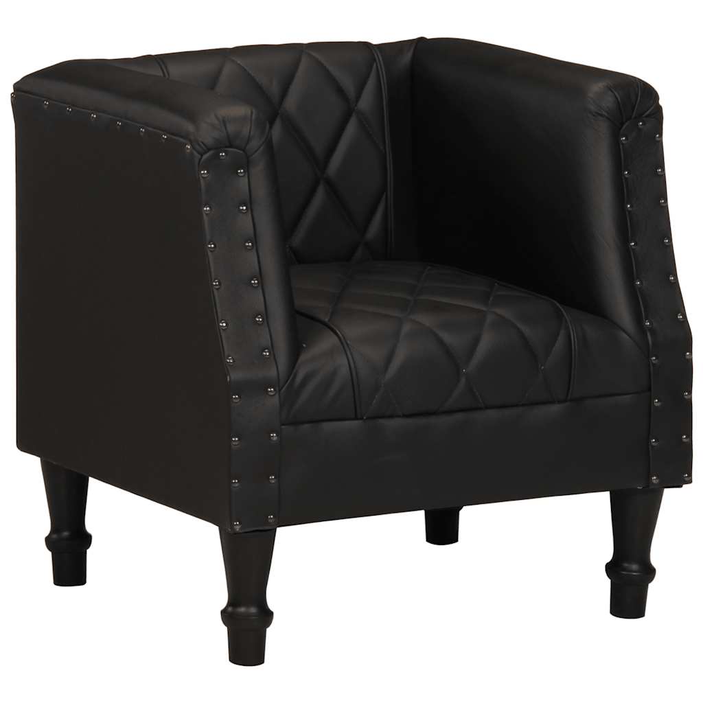 

vidaXL Tub Chair Black Real Goat Leather