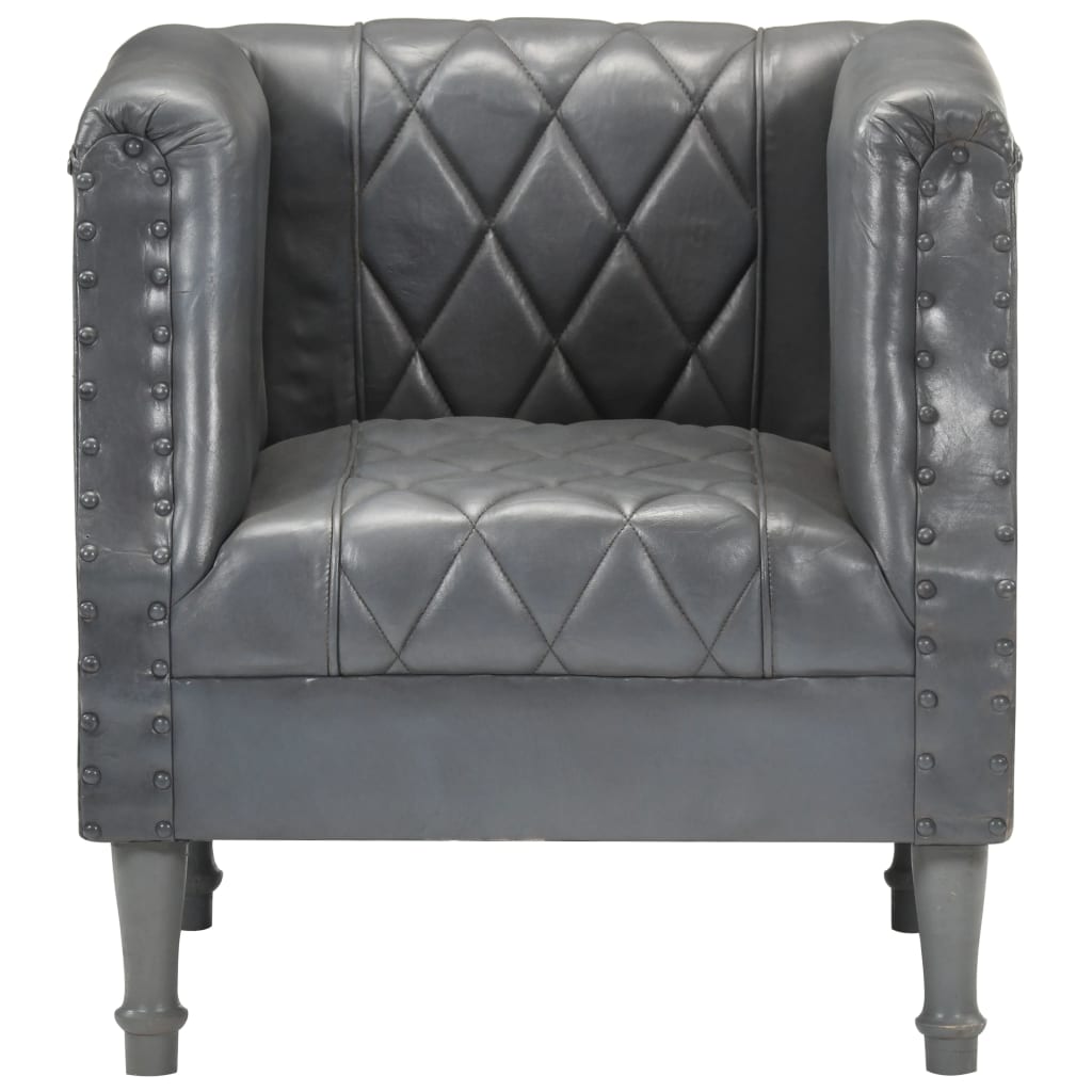 vidaXL Tub Chair Gray Real Goat Leather