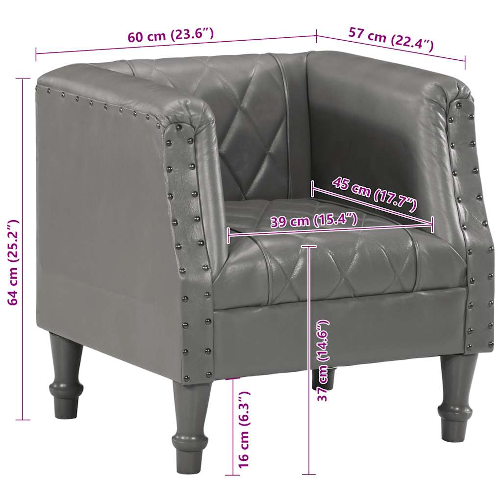 Poltrona A Pozzetto Grigia In Vera Pelle Di Capra VidaXL 18 width=274