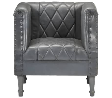 vidaXL Tub Chair Gray Real Goat Leather