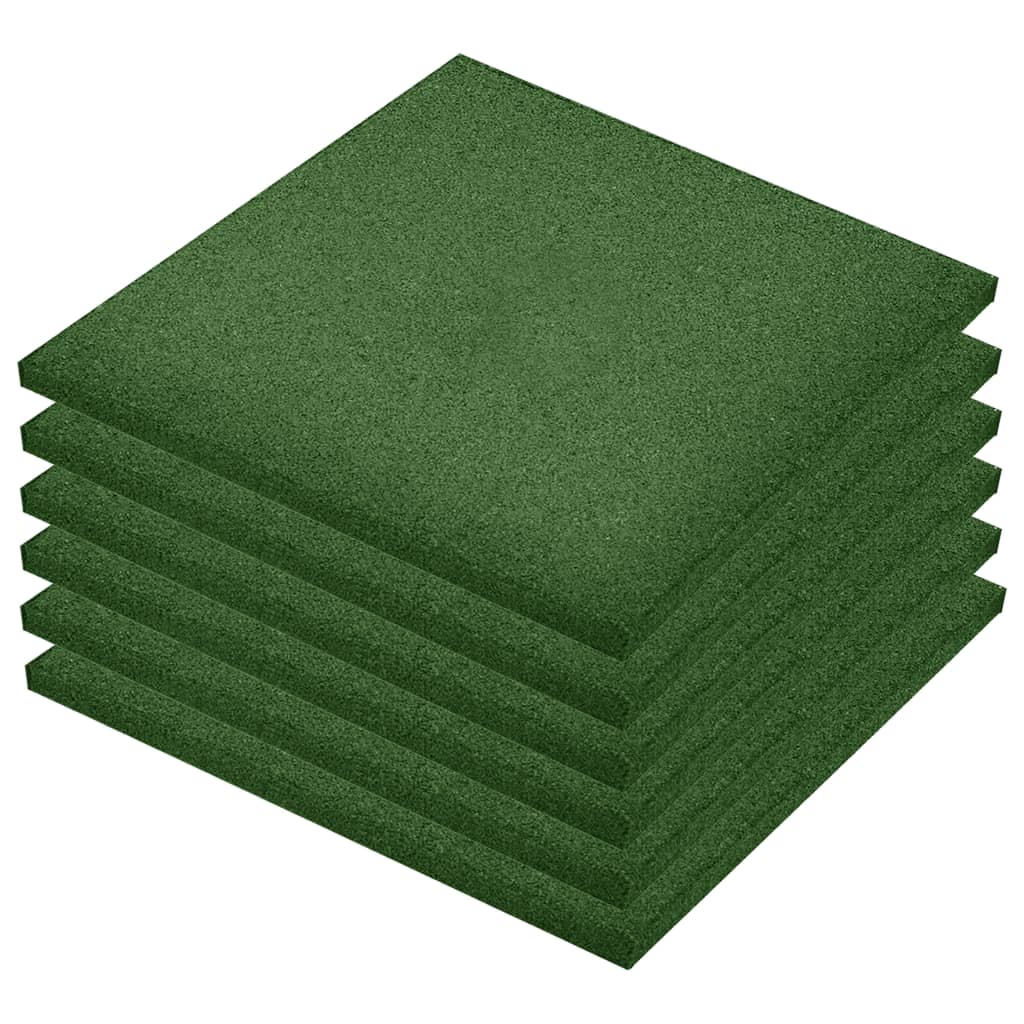 vidaXL Protipádové dlaždice 6 ks pryžové 50 x 50 x 3 cm zelené
