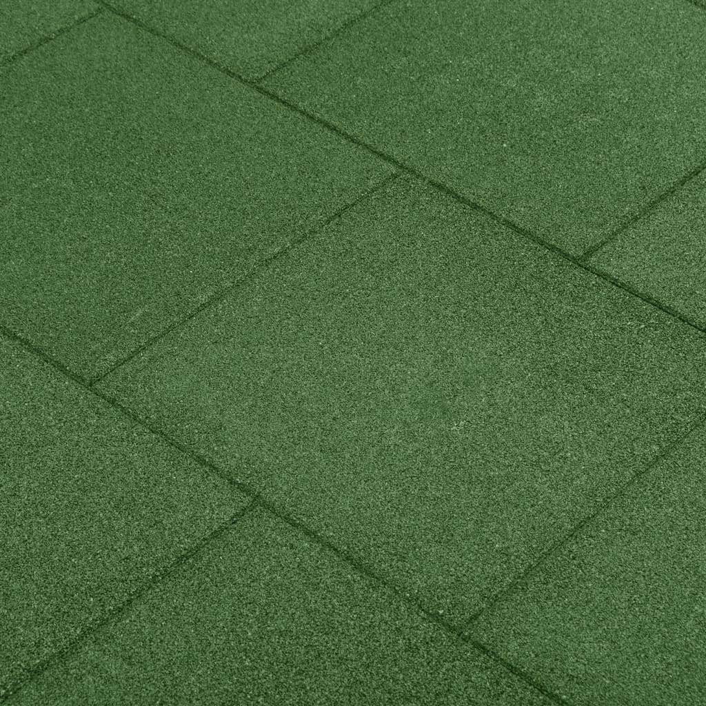 vidaXL Plăci de protecție la cădere, 6 buc, verde, 50x50x3 cm, cauciuc