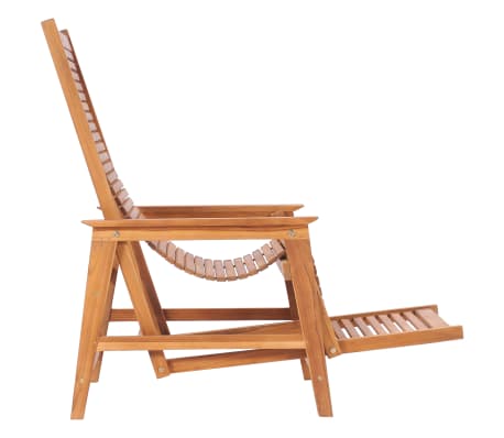 vidaXL Teak Massiv Garten Loungestuhl mit Fußablage Gartenliege