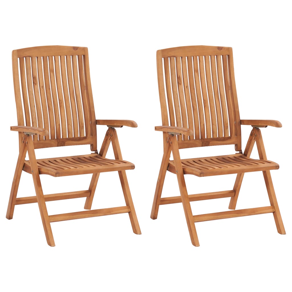 Reclining Garden Chairs 2 Piece Solid Teak Wood