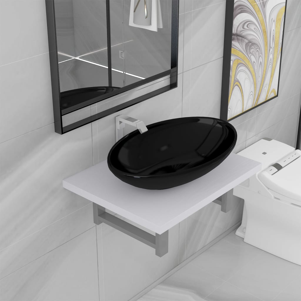 vidaXL Set mobilier de baie, 2 piese, alb, ceramică de la vidaxl imagine noua