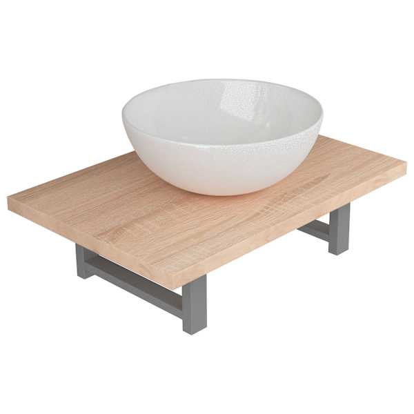 vidaXL kaheosaline vannitoam&ouml;&ouml;bli komplekt, keraamiline, tamm