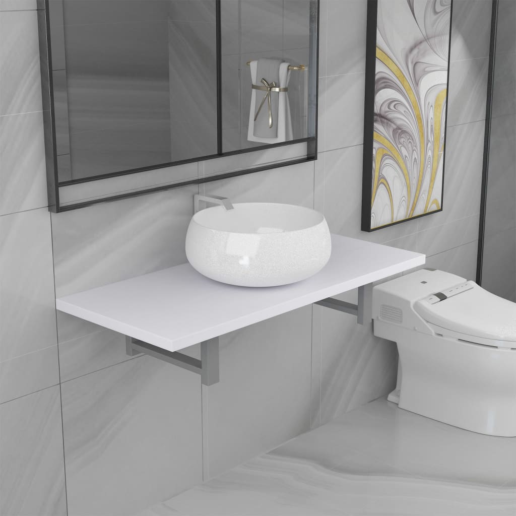 vidaXL Set mobilier de baie, 2 piese, alb, ceramică de la vidaxl imagine noua