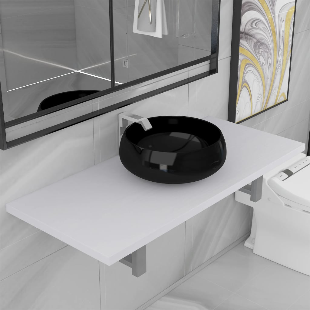 vidaXL Set mobilier de baie, 2 piese, alb, ceramică imagine vidaxl.ro