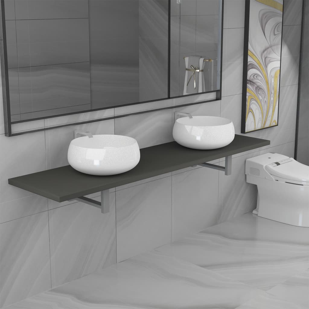 Petrashop  3dílný set koupelnového nábytku keramika šedý
