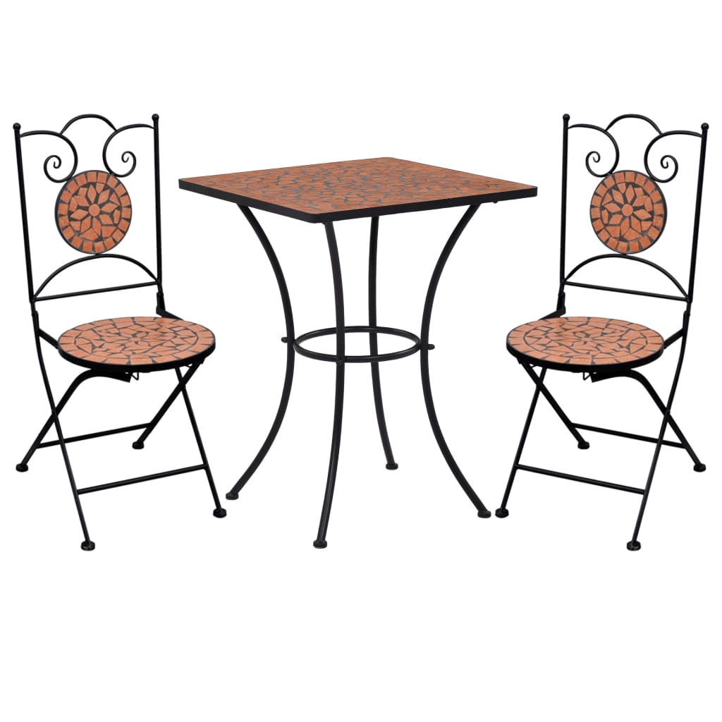 vidaXL 3-tlg. Bistro-Set Mosaik Keramik Terrakotta