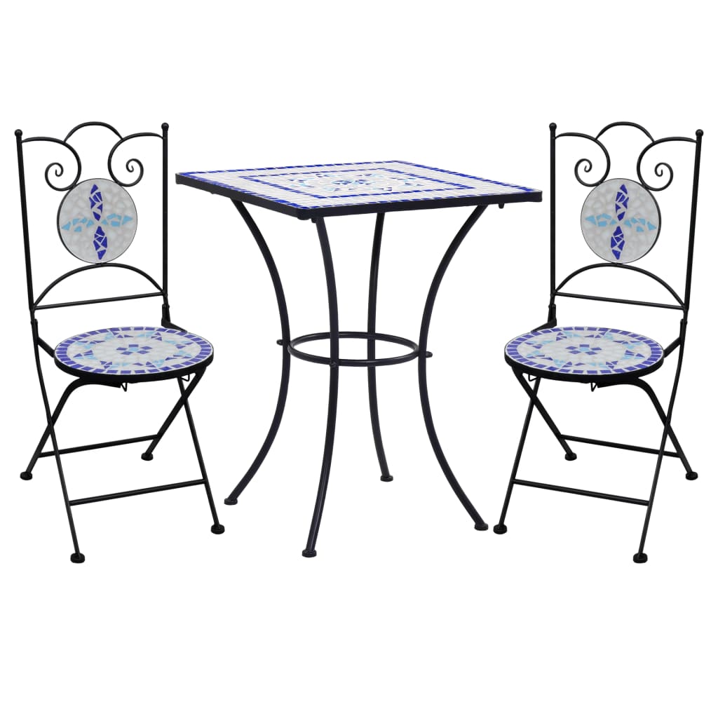 

vidaXL 3 Piece Mosaic Bistro Set Ceramic Tile Blue and White