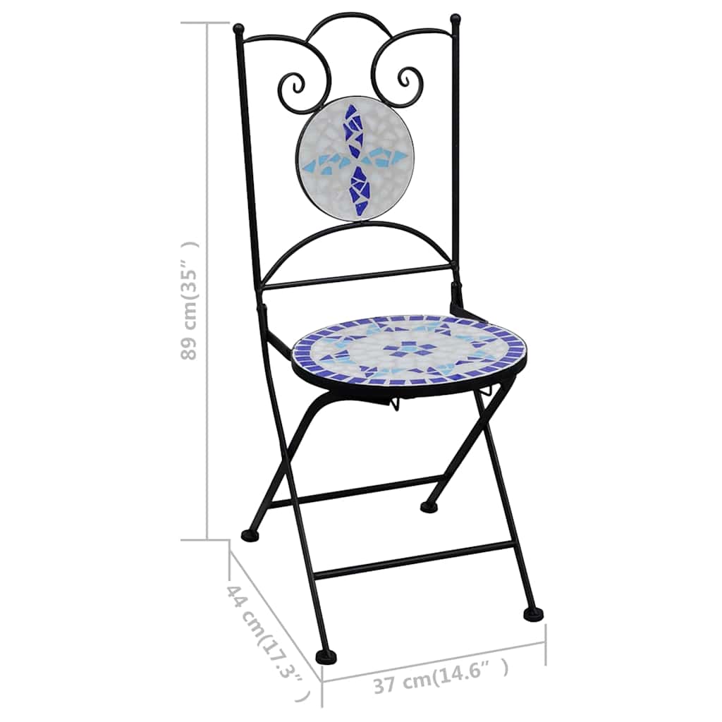 3dílný mozaikový bistro set keramický modro-bílý - obrázek 13