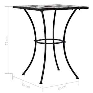 3dílný mozaikový bistro set keramický černobílý - obrázek 11