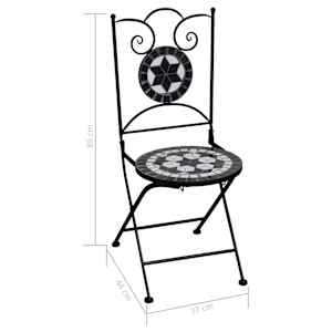 3dílný mozaikový bistro set keramický černobílý - obrázek 12