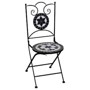 3dílný mozaikový bistro set keramický černobílý - obrázek 3