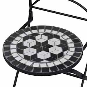 3dílný mozaikový bistro set keramický černobílý - obrázek 9