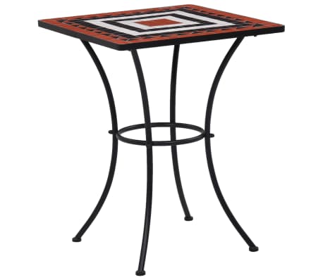vidaXL 3 Piece Mosaic Bistro Set Ceramic Tile Terracotta and White