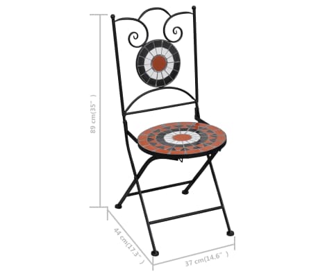 vidaXL Mosaik Bistroset 3-tlg. Keramik Terrakotta Weiß Sitzgruppe