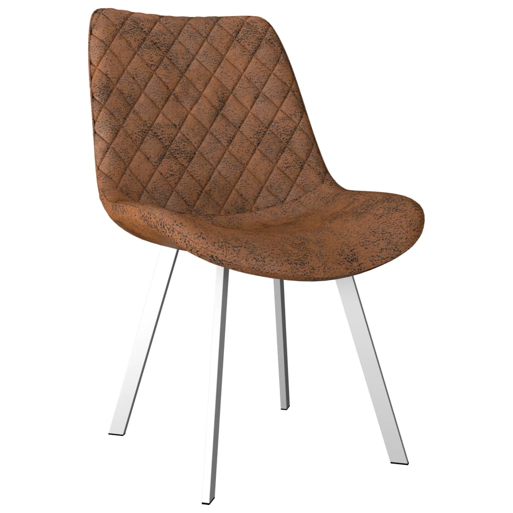 vidaXL Krzesła stołowe, 4 szt., brązowe, sztuczna skóra zamszowa