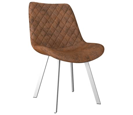 vidaXL Krzesła stołowe, 4 szt., brązowe, sztuczna skóra zamszowa
