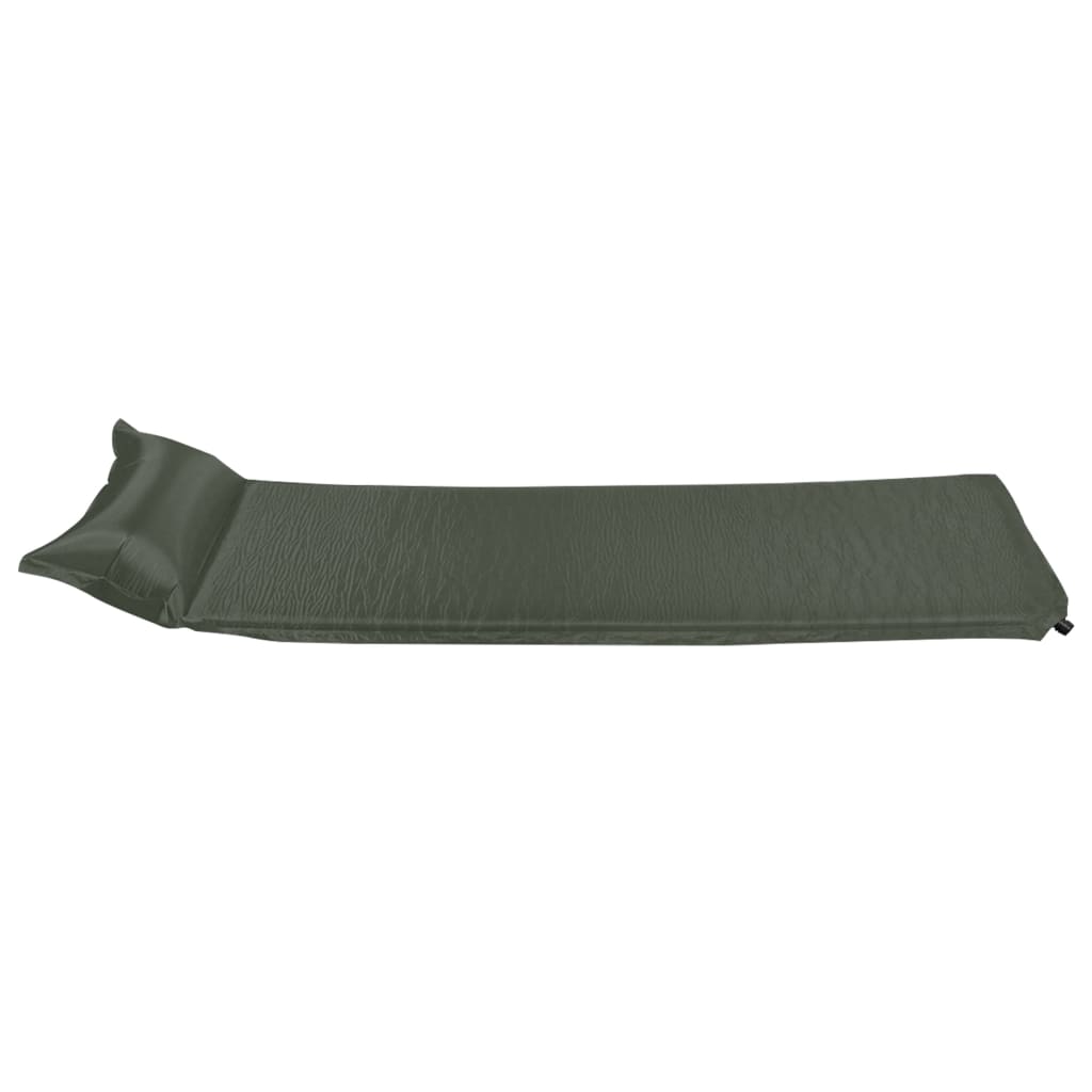 vidaXL Colchón de aire inflable con almohada verde oscuro 66x200 cm