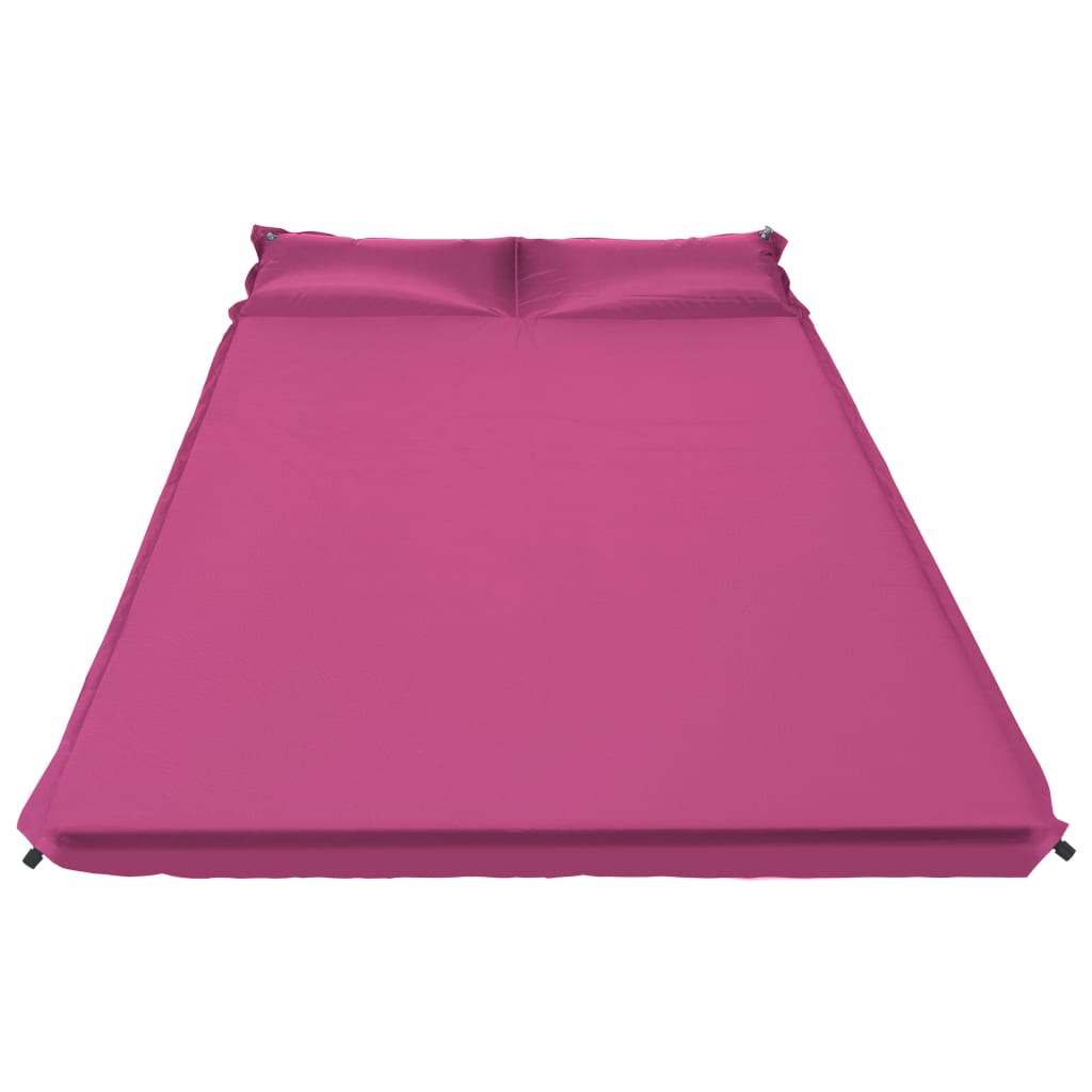 vidaXL Colchón de aire inflable con almohada rosa 130x190 cm