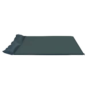 vidaXL Στρώμα Φουσκωτό Σκούρο Πράσινο 130 x 190 εκ. με Μαξιλάρι