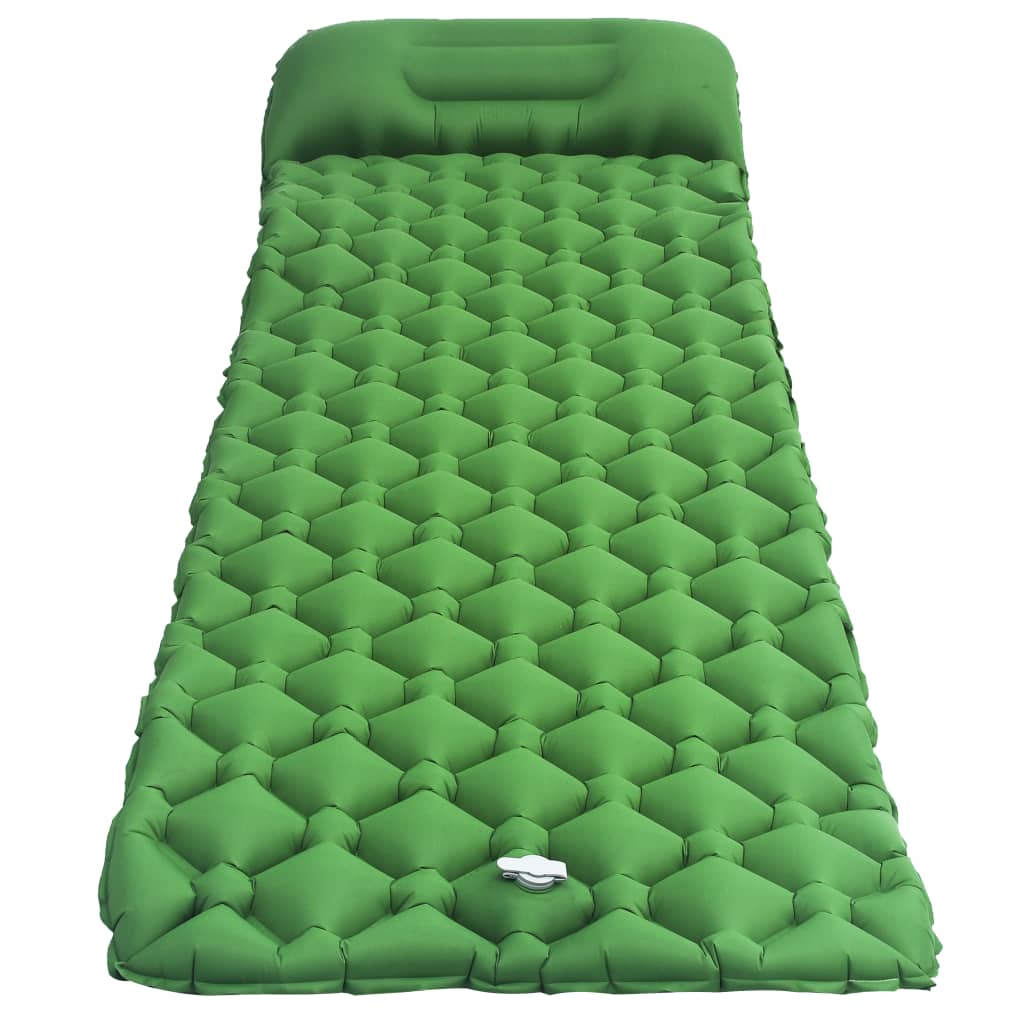 vidaXL Colchão de ar insuflável com almofada 58x190 cm verde