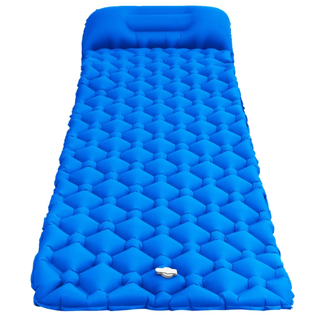 vidaXL kék felfújható matrac párnával 58 x 190 cm