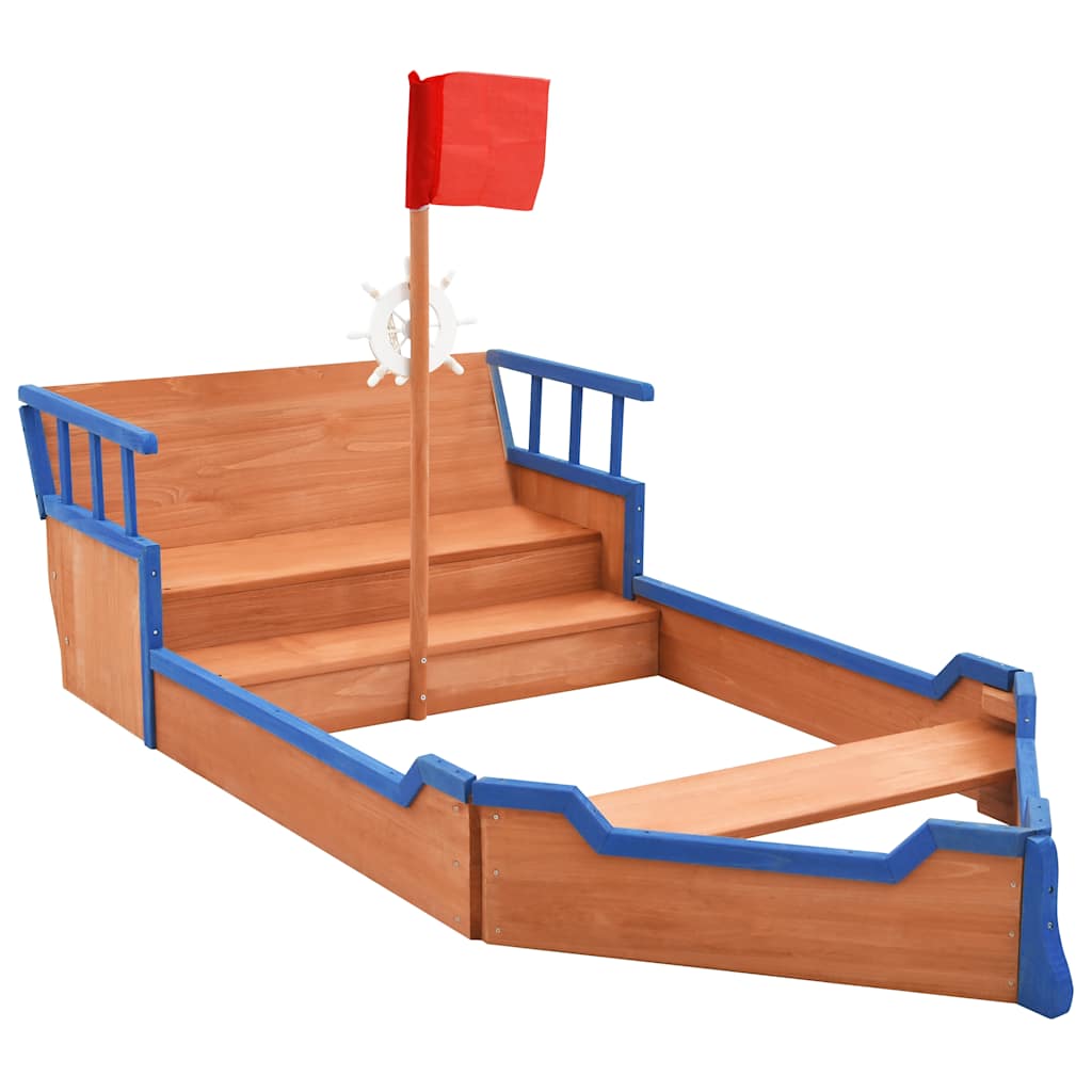 vidaXL Zandbak piratenschip 190x94,5x101 cm vurenhout afbeelding