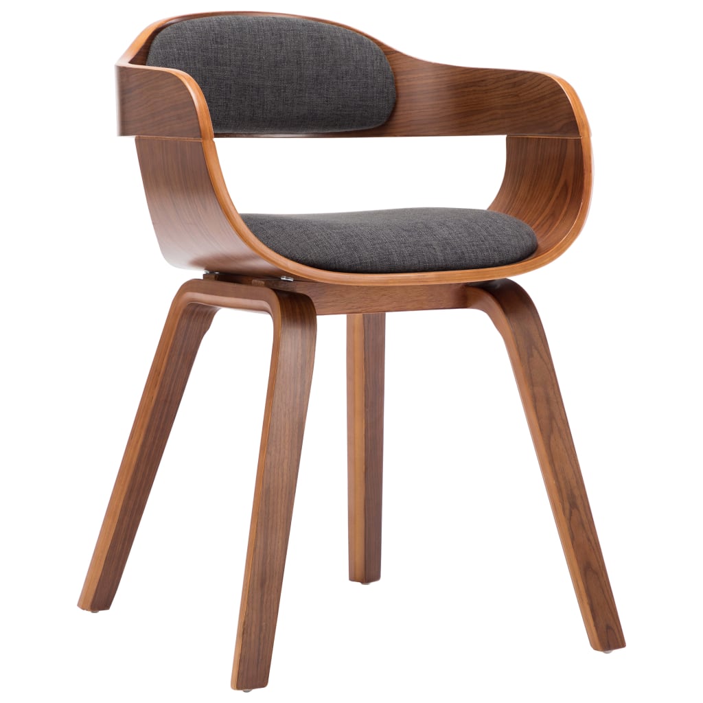 vidaXL Eetkamerstoelen 2 st stof en gebogen hout donkergrijs